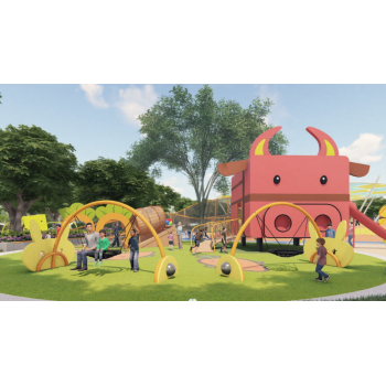 Cow Playing Systems | Stainless Steel Slide | Animal-Shaped Play Equipment | Outdoor Playground Sets | Custom Design
