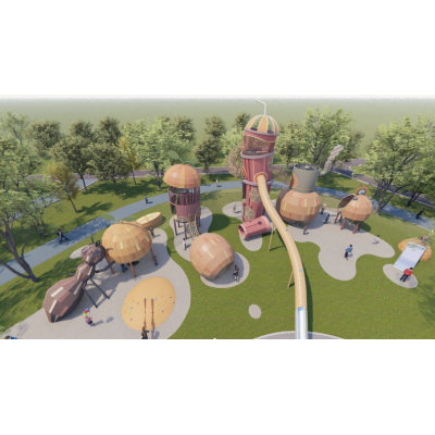 Orange Juice Palace Combo Slides | Stainless Steel Slide | Food-Shaped Play Equipment | Outdoor Playground Sets | Custom Design