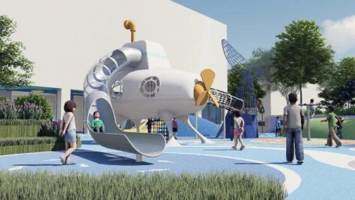 Mini Submarine Play Systems | Stainless Steel Slide | Outdoor Playground Sets | Custom Design