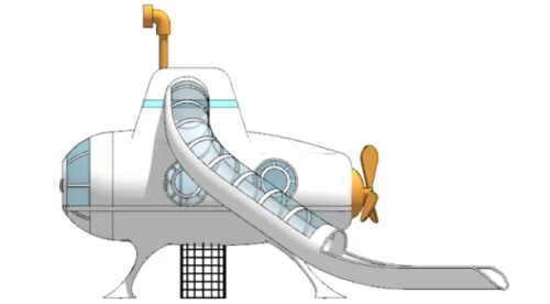 Mini Submarine Play Systems | Stainless Steel Slide | Outdoor Playground Sets | Custom Design