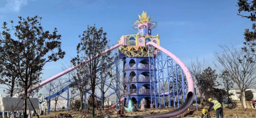 Crystal Crown Tower Slides | Stainless Steel Slide | Outdoor Playground Sets | Theme Park | Custom Design