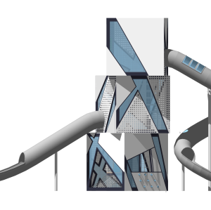 Geometric Rubik's Cubes Dual Slides | Stainless Steel Slide |  Outdoor Playground Sets | Custom Design