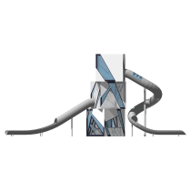 Geometric Rubik's Cubes Dual Slides | Stainless Steel Slide | Custom Design Play Tower