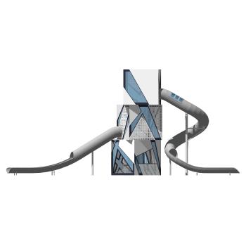 Geometric Rubik's Cubes Dual Slides | Stainless Steel Slide | Custom Design Play Tower