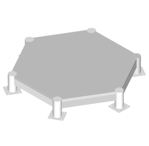 Hexagonal support table for water play equipment