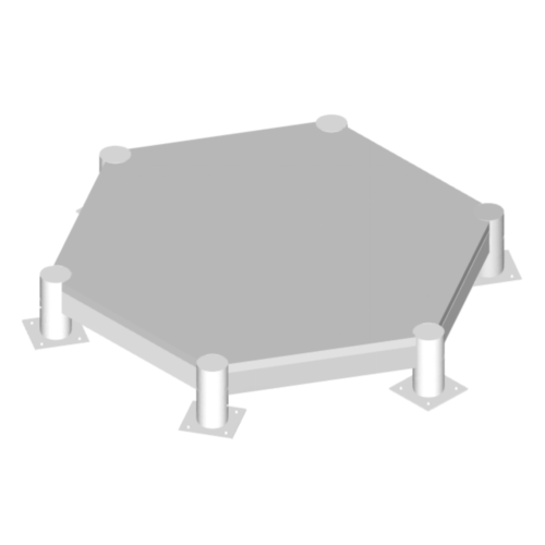 Hexagonal support table for water play equipment