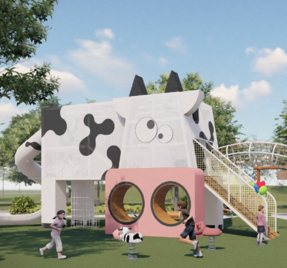 Cow farm for nature playground equipment Animal equipment