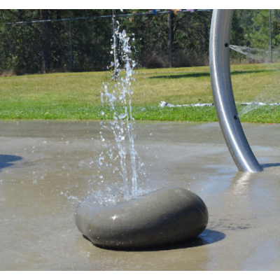 Pebble fountain for water play equipment