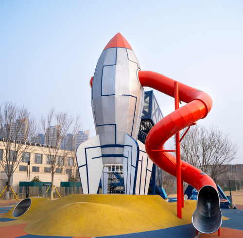 Rocket Play System| Custom Stainless Steel Slide | Outdoor Playground Equipment