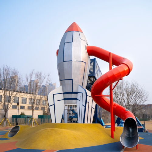 Rocket Play System| Custom Stainless Steel Slide | Outdoor Playground Equipment