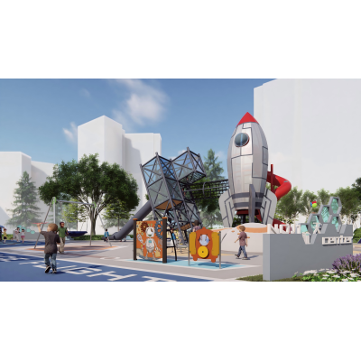 Rocket Play System| Custom Stainless Steel Slide | Outdoor Playground Equipment