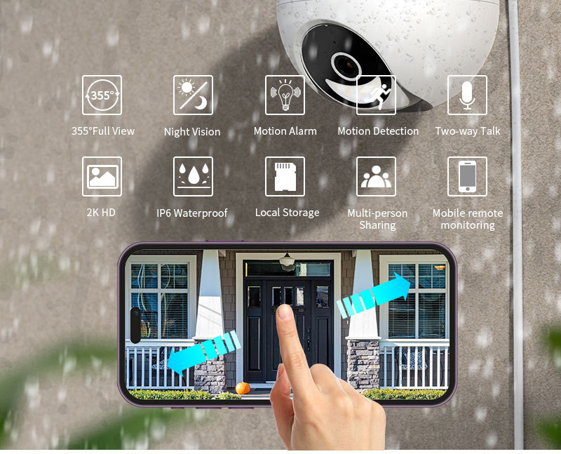 YTG9 night vision IP65 Waterproof 360-degree Wi-Fi Outdoor pan tilt camera