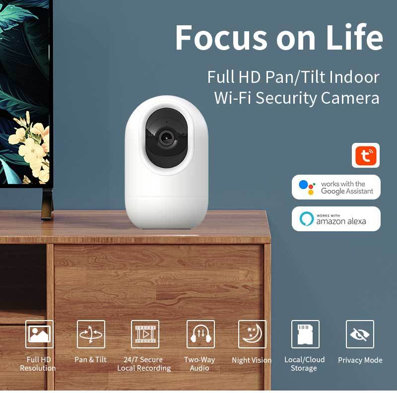 Full HD indoor wifi security pan tilt zoom camera