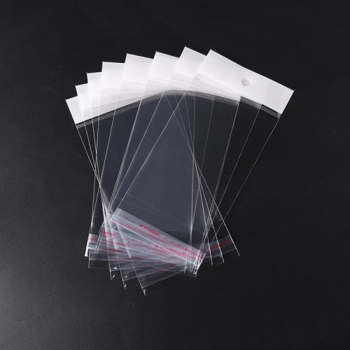 Custom Printed Head Card Transparent Cellophane Bag Hanging Hole Opp Self-Adhesive Bag For Stationery