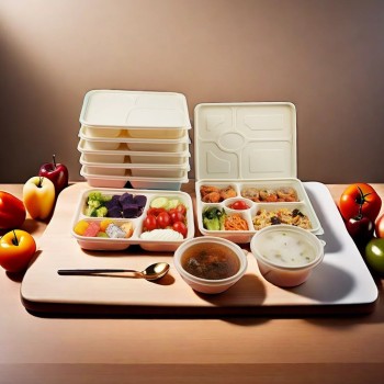 Degradable Lunch Boxes With Lid | Disposable Bento Food Container | Corn Starch | Support Customization