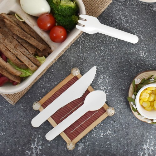 Wedding Birthday Party Tableware Set Compostable Degradable Plate Knife Fork Spoon Napkin Disposable Dinnerware Set