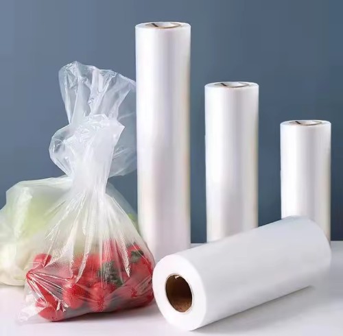 Flat Bag Roll | Waterproof and Fresh | Supermarket Degradable Poly Bags on Roll | for Clear Food Storage for Fruits and Vegetables Bread | Support Customization