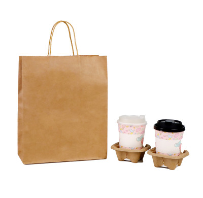 Factory Brown Kraft Paper Sac Bag with Custom Print Logo for Packaging Pizza Milk Sushi Jelly Other Foods Kraft Paper Handle Bags