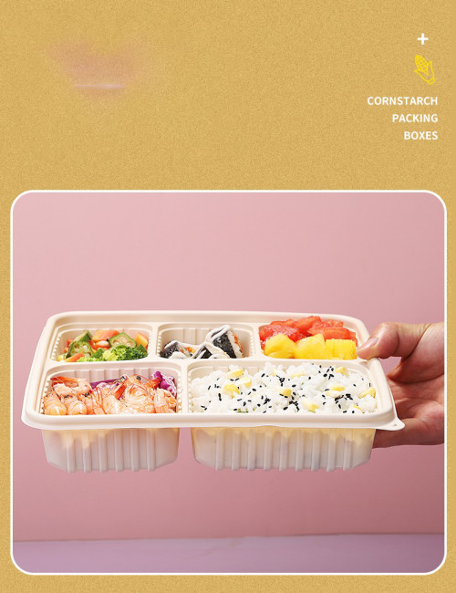 Degradable Lunch Boxes With Lid Corn Starch To Go Disposable Bento Food Container