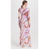 2024 New Fashion High Quality Kaleidoscope Print Long Sleeve Dress digital printing mesh evening dress