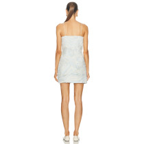 Custom Summer Bondage Knit Flare Mini Dress | 2024 New Textured swirl embroidered fabric designed dress