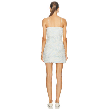 Custom Summer Bondage Knit Flare Mini Dress | 2024 New Textured swirl embroidered fabric designed dress