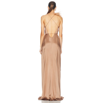 2024 New Fashion High Quality Kaleidoscope Print Long Sleeve Dress digital printing mesh evening dress