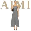 Custom Summer Checked Dress | 2024 New plaids long  Dress Check Mix Ruched Long Slip Dress