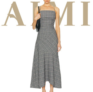 Custom Summer Checked Dress | 2024 New plaids long  Dress Check Mix Ruched Long Slip Dress