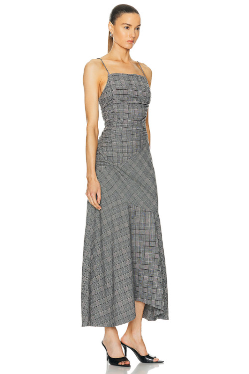 Custom Summer Checked Dress | 2024 New plaids long  Dress Check Mix Ruched Long Slip Dress