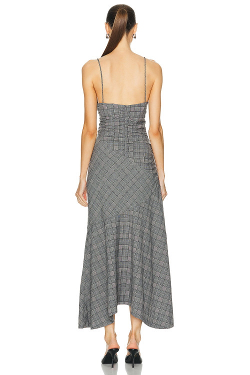 Custom Summer Checked Dress | 2024 New plaids long  Dress Check Mix Ruched Long Slip Dress