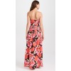 Summer New women's Ruched Bodice Rojo Print Strapless backless Maxi Evening Party Dress For Lady
