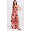 Summer New women's Ruched Bodice Rojo Print Strapless backless Maxi Evening Party Dress For Lady
