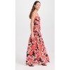 Summer New women's Ruched Bodice Rojo Print Strapless backless Maxi Evening Party Dress For Lady