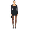 New Trendy Women Bodycon Dress Square Neck Office Long Sleeve Slim Dress for Autumn Body Shaper Knee Dress