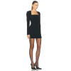 New Trendy Women Bodycon Dress Square Neck Office Long Sleeve Slim Dress for Autumn Body Shaper Knee Dress