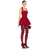 OEM 2024 Women Custom Summer Sleeveless Fitted A Line Pleated Dress Classic Soft Cotton Elegant Solid Red Halter Mini Dress