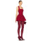 OEM 2024 Women Custom Summer Sleeveless Fitted A Line Pleated Dress Classic Soft Cotton Elegant Solid Red Halter Mini Dress