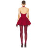 OEM 2024 Women Custom Summer Sleeveless Fitted A Line Pleated Dress Classic Soft Cotton Elegant Solid Red Halter Mini Dress