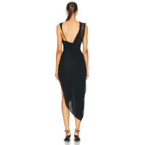 New Irregular Asymmetric Black Bodycon Elegant Casual Dresses Galathea Asymmetric Long Dress