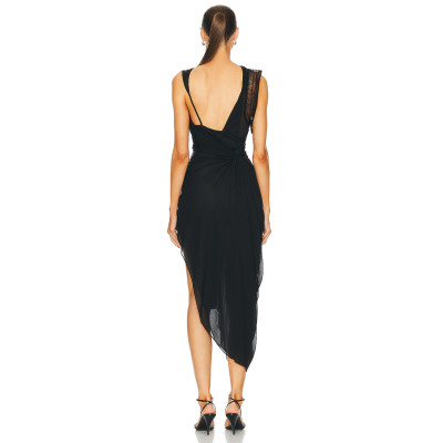 New Irregular Asymmetric Black Bodycon Elegant Casual Dresses Galathea Asymmetric Long Dress