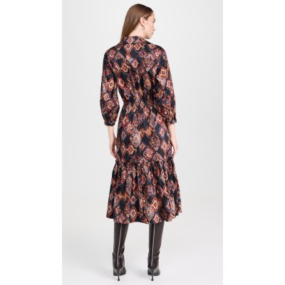 Hot Sales Fashion Geometric Floral Printed Puff Sleeve Long Beach Dress Casual Vintage Plus Size Tired Ruffle Women's Dress Skirt