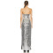 Elegant Halter Bare Shoulder Boned Bodice Side Slit Sequins Design Sexy Fashion Slim Ladies Evening Banquet Long Dress