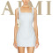 Hot Selling 2024 Custom Square Neckline Wide Back Iris Tie Natural Fibre Linen Women Mini Dress