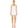 Hot Selling 2024 Custom Square Neckline Wide Back Iris Tie Natural Fibre Linen Women Mini Dress