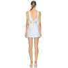 Hot Selling 2024 Custom Square Neckline Wide Back Iris Tie Natural Fibre Linen Women Mini Dress