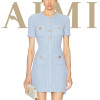 New arrivals fashion elegant slim fit bodycon women Jewel Button Viscose knit Mini Dress