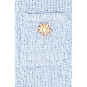 New arrivals fashion elegant slim fit bodycon women Jewel Button Viscose knit Mini Dress