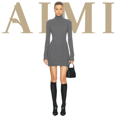 Custom women fashion sweater clothing bodycon high neck long sleeve casual knitted mini long sweater dress