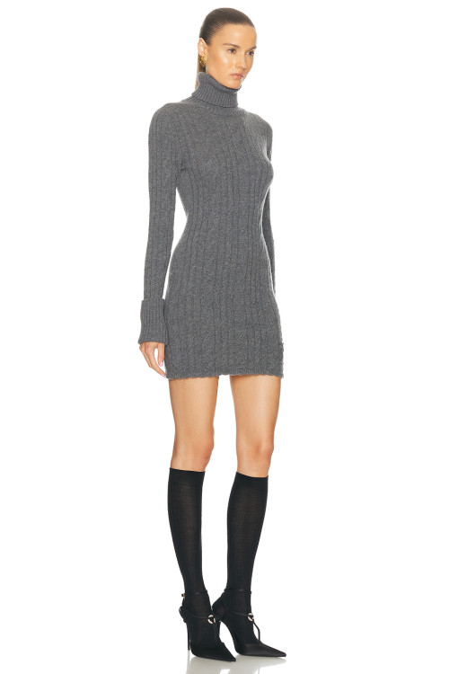 Custom women fashion sweater clothing bodycon high neck long sleeve casual knitted mini long sweater dress